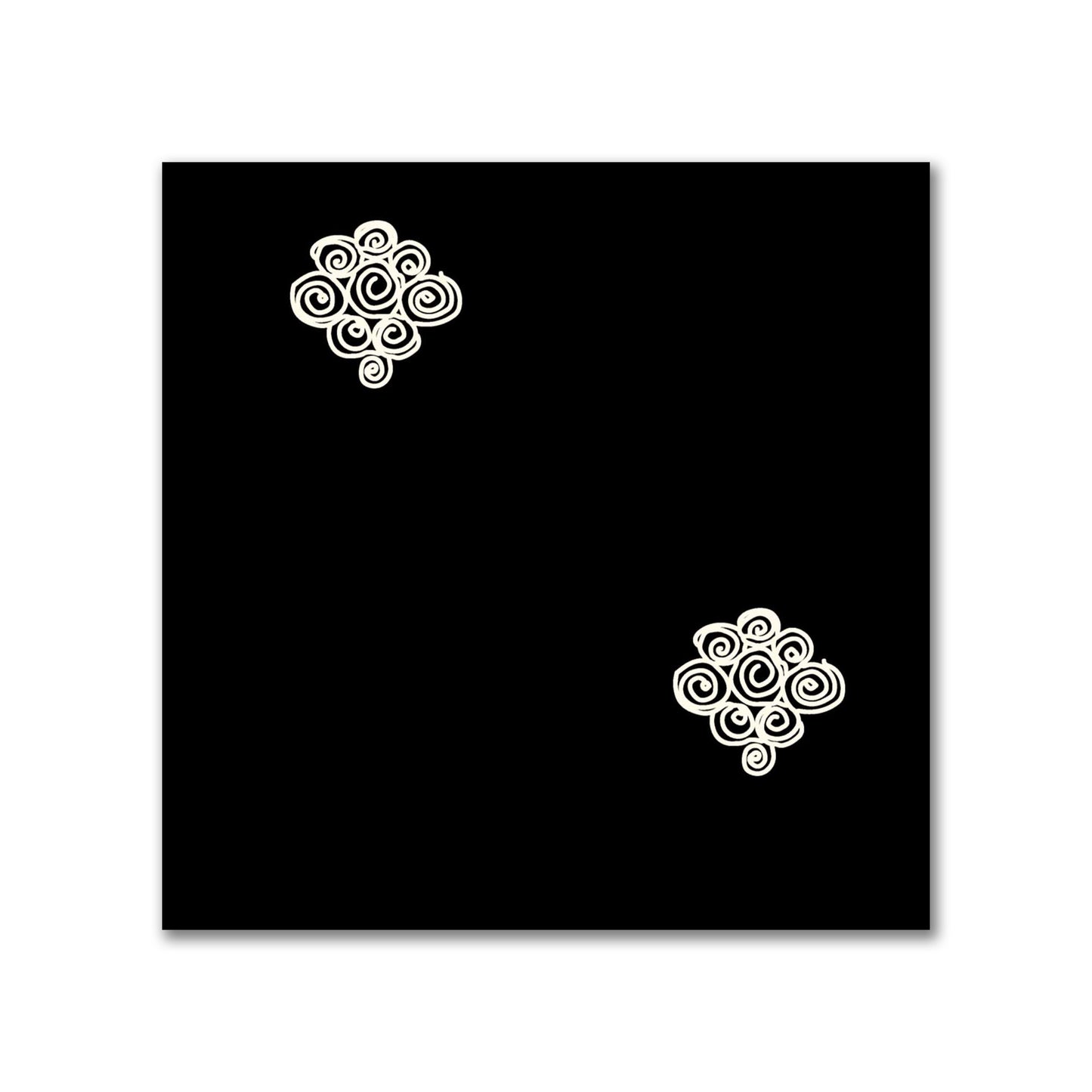 Black Cotton Sateen Fabric with Pale Cream Hand-painted Swizzle Motif Print | FACS-1013-172