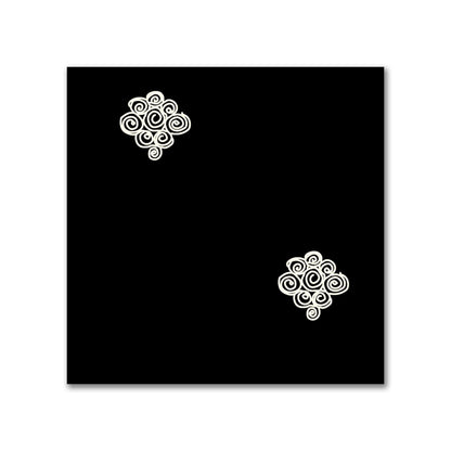 Black Cotton Sateen Fabric with Pale Cream Hand-painted Swizzle Motif Print | FACS-1013-172