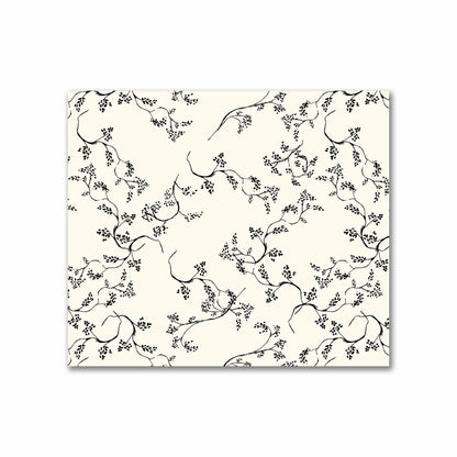 Pale Cream Cotton Sateen Fabric with Black Hand-painted Vine Print | FACS-1013-181