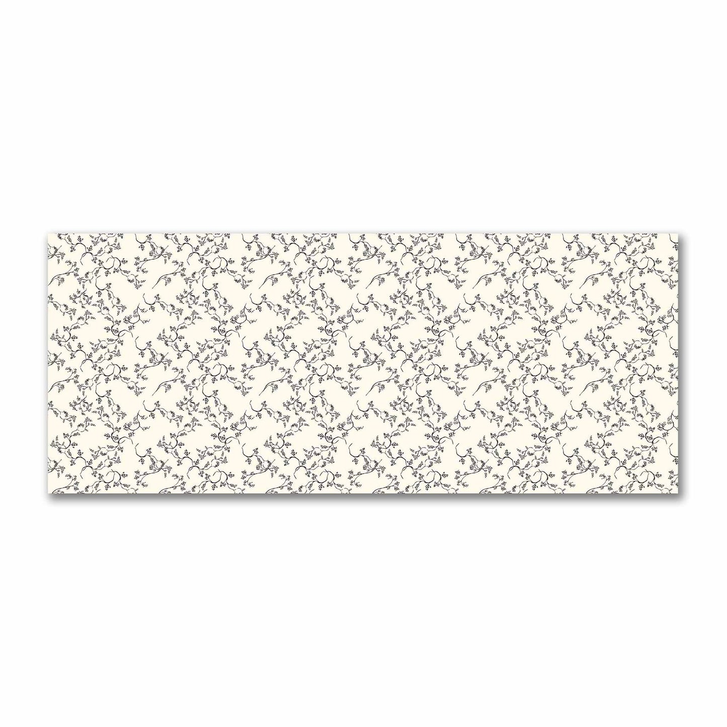 Pale Cream Cotton Sateen Fabric with Black Hand-painted Vine Print | FACS-1013-181