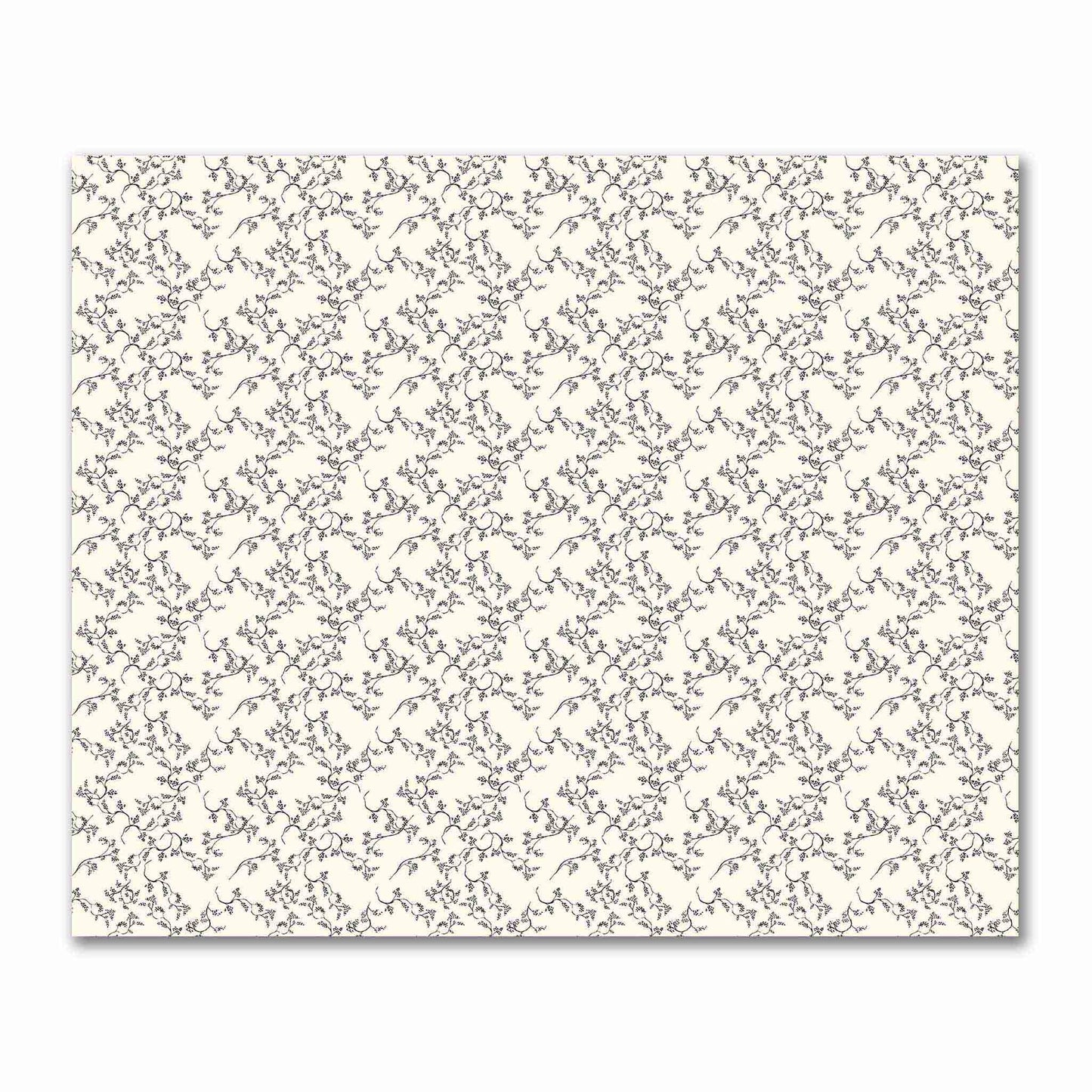 Pale Cream Cotton Sateen Fabric with Black Hand-painted Vine Print | FACS-1013-181