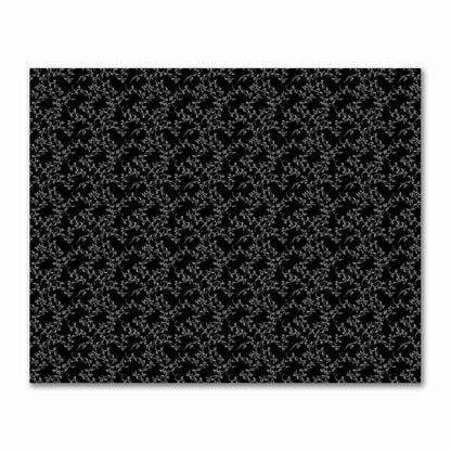 Black Cotton Sateen Fabric with Pale Cream Vine Print  | FACS-1013-182