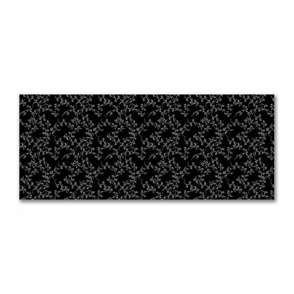Black Cotton Sateen Fabric with Pale Cream Vine Print  | FACS-1013-182