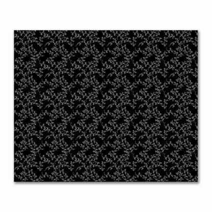 Black Cotton Sateen Fabric with Pale Cream Vine Print  | FACS-1013-182