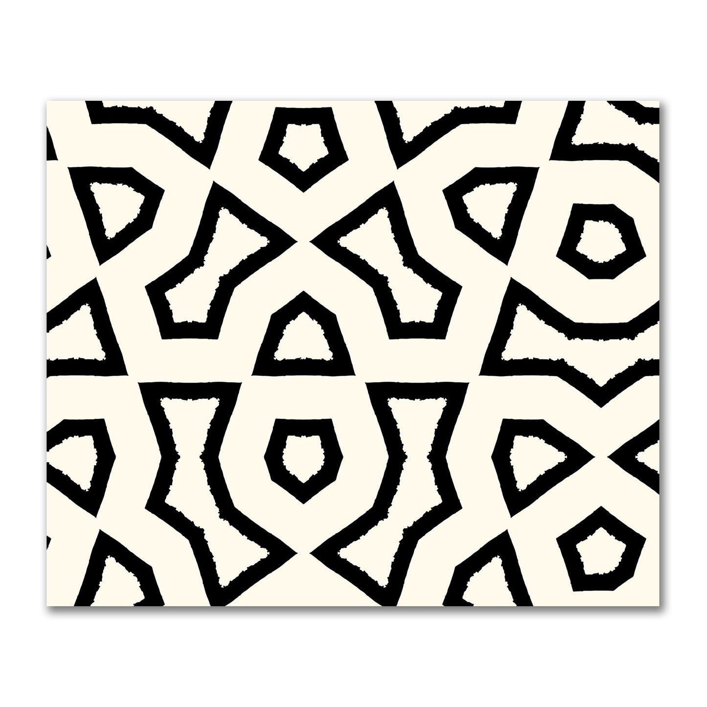 Pale Cream Cotton Sateen Fabric with Bold Black Graphic  | FACS-1013-391
