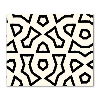 Pale Cream Cotton Sateen Fabric with Bold Black Graphic  | FACS-1013-391