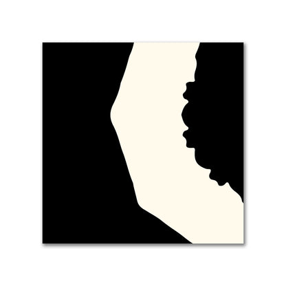 Black Cotton Sateen with Bold Pale Cream Graphic  | FACS-1013-392