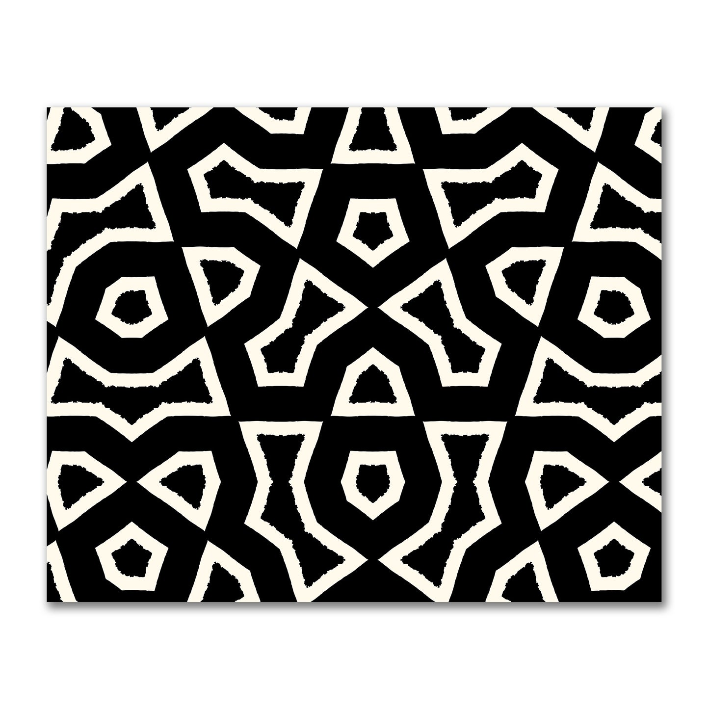 Black Cotton Sateen with Bold Pale Cream Graphic  | FACS-1013-392