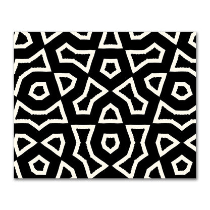 Black Cotton Sateen with Bold Pale Cream Graphic  | FACS-1013-392