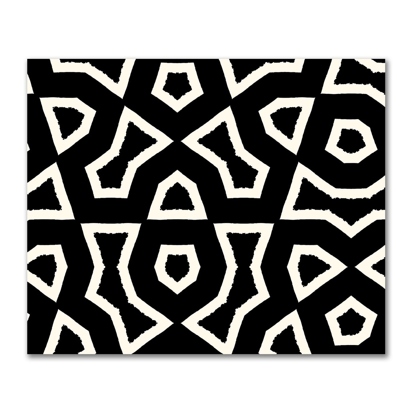 Black Cotton Sateen with Bold Pale Cream Graphic  | FACS-1013-392