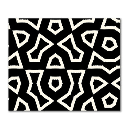 Black Cotton Sateen with Bold Pale Cream Graphic  | FACS-1013-392