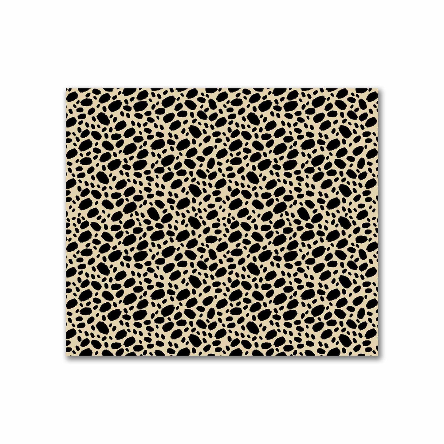 Tan Cotton Sateen Fabric with Black Hand-painted Dab Motif Print | FACS-1014-092