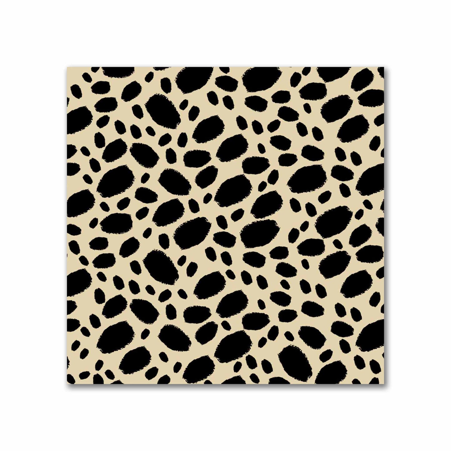 Tan Cotton Sateen Fabric with Black Hand-painted Dab Motif Print | FACS-1014-092