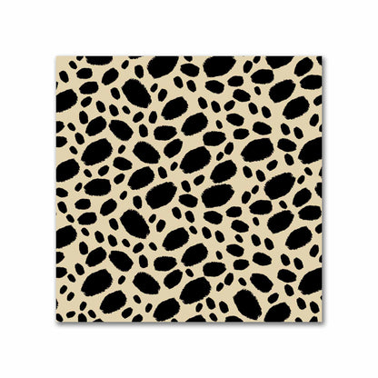 Tan Cotton Sateen Fabric with Black Hand-painted Dab Motif Print | FACS-1014-092