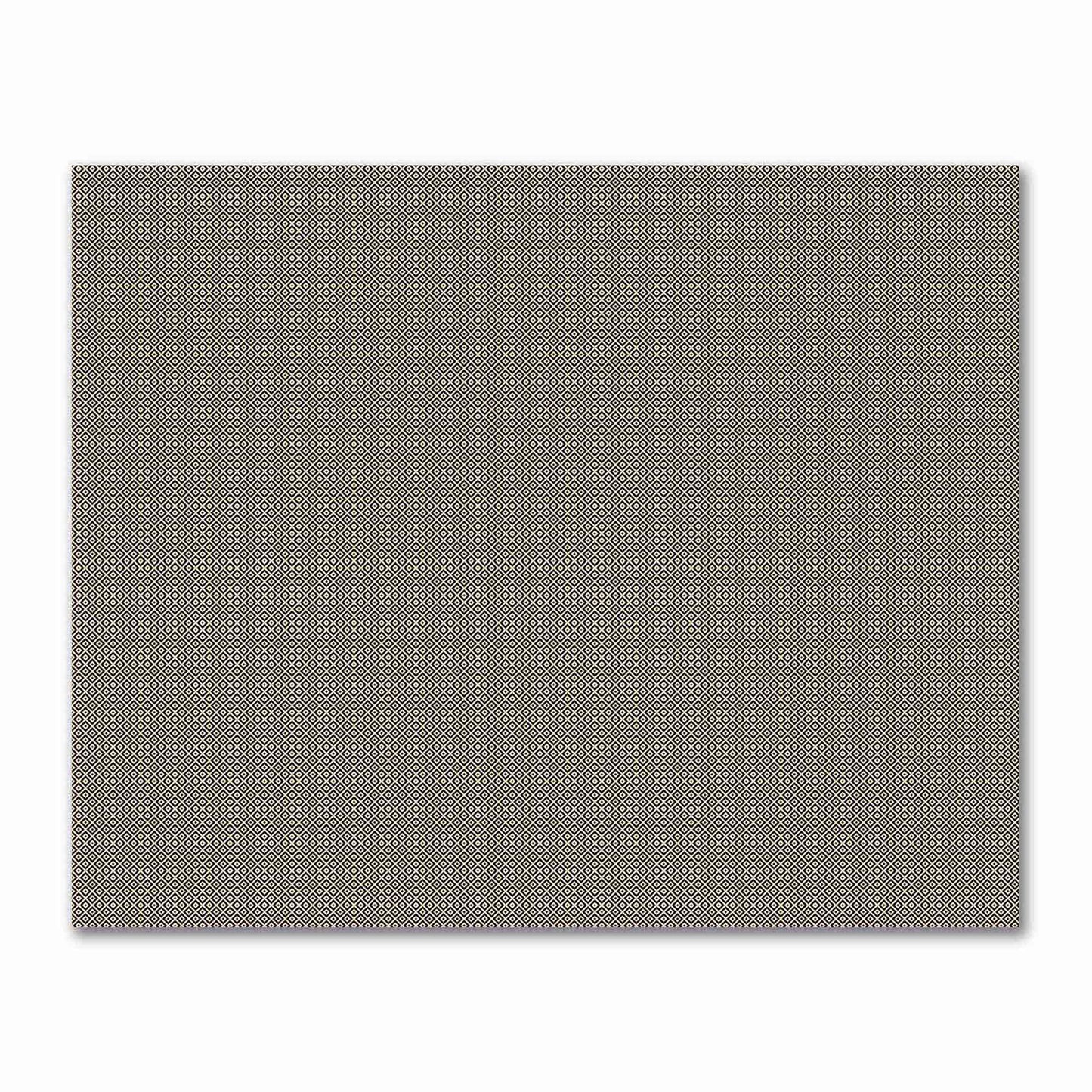 Tan Cotton Sateen Fabric with Black Repeating Square Motif Print | FACS-1014-122
