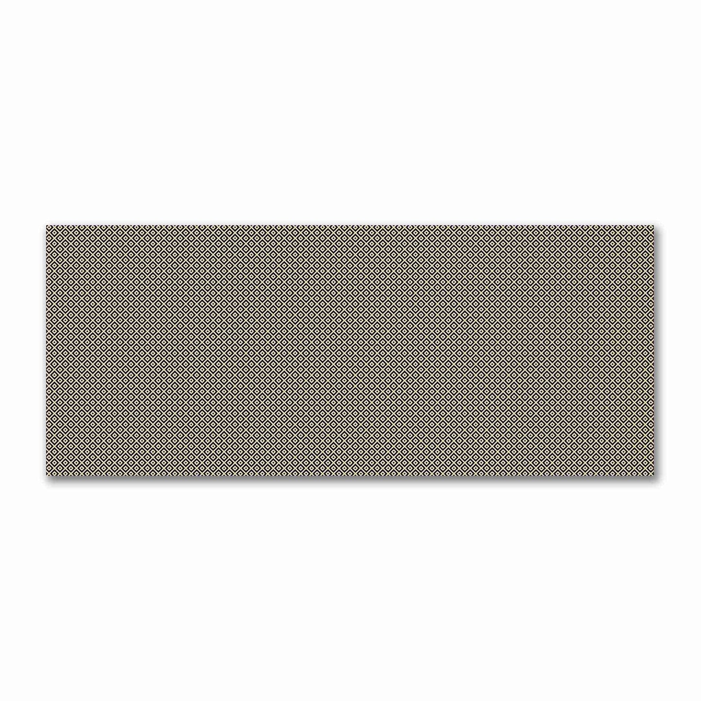 Tan Cotton Sateen Fabric with Black Repeating Square Motif Print | FACS-1014-122