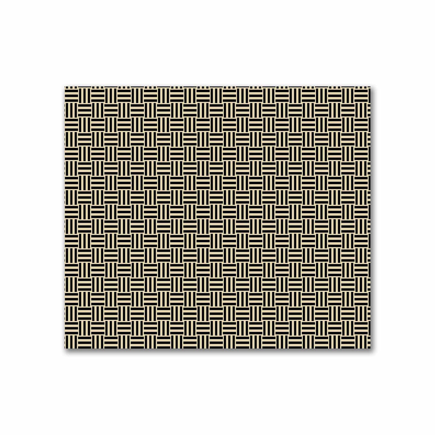 Tan Cotton Sateen Fabric with Black Single Weave Motif Print | FACS-1014-142