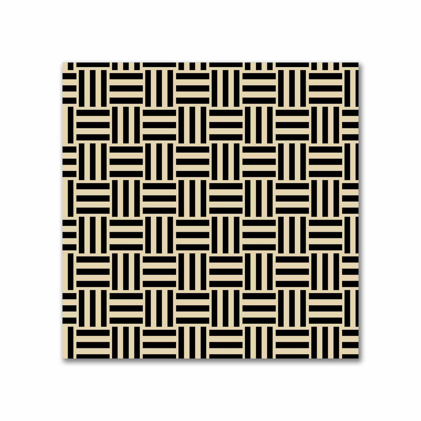 Tan Cotton Sateen Fabric with Black Single Weave Motif Print | FACS-1014-142