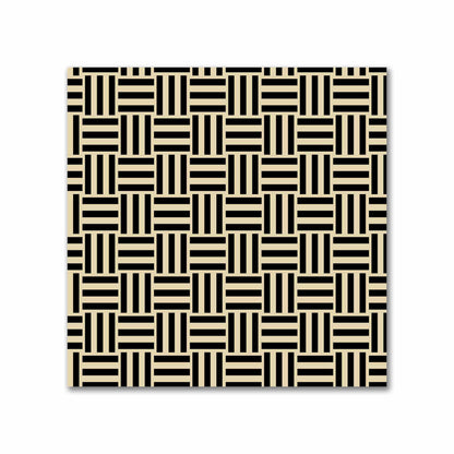 Tan Cotton Sateen Fabric with Black Single Weave Motif Print | FACS-1014-142