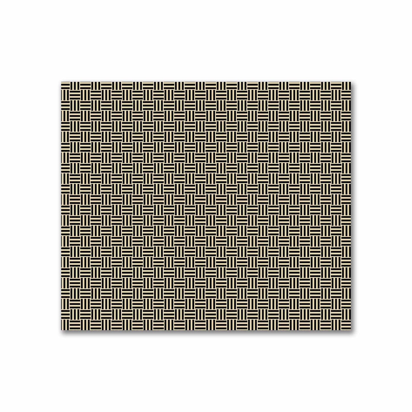 Tan Cotton Sateen Fabric with Black Double Weave Motif Print | FACS-1014-144