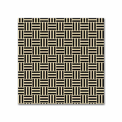 Tan Cotton Sateen Fabric with Black Double Weave Motif Print | FACS-1014-144