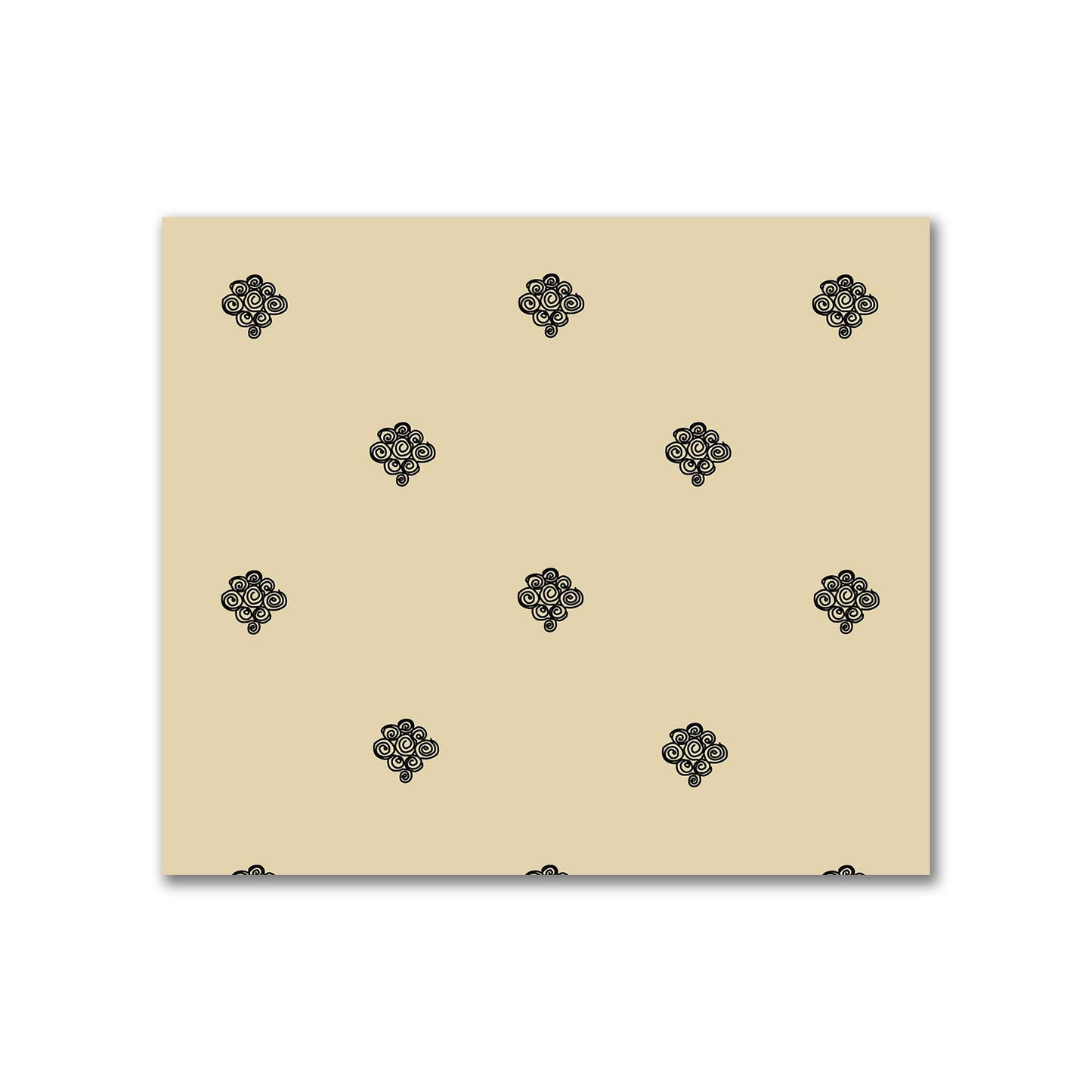 Tan Cotton Sateen Fabric with Black Hand-painted Swizzle Motif Print | FACS-1014-171