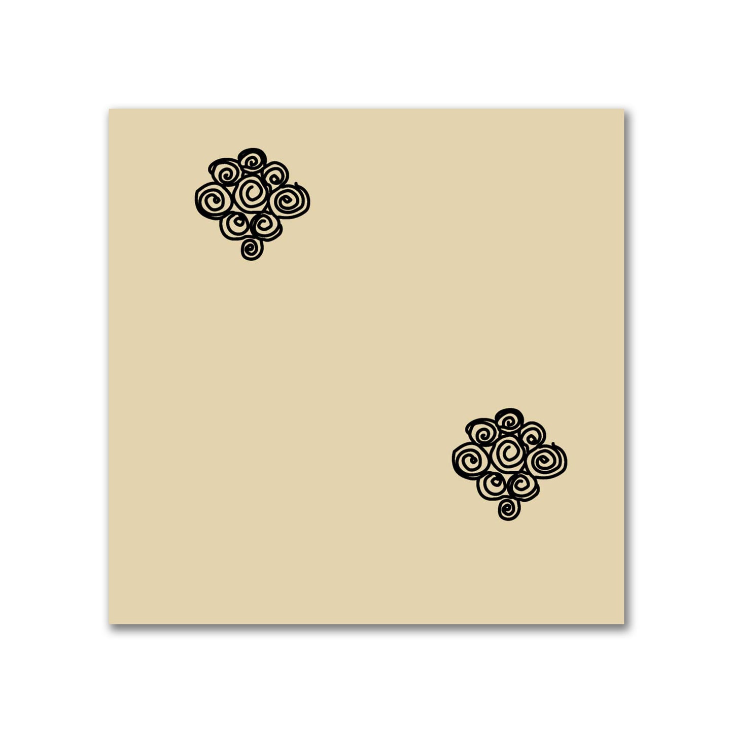 Tan Cotton Sateen Fabric with Black Hand-painted Swizzle Motif Print | FACS-1014-171