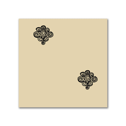Tan Cotton Sateen Fabric with Black Hand-painted Swizzle Motif Print | FACS-1014-171