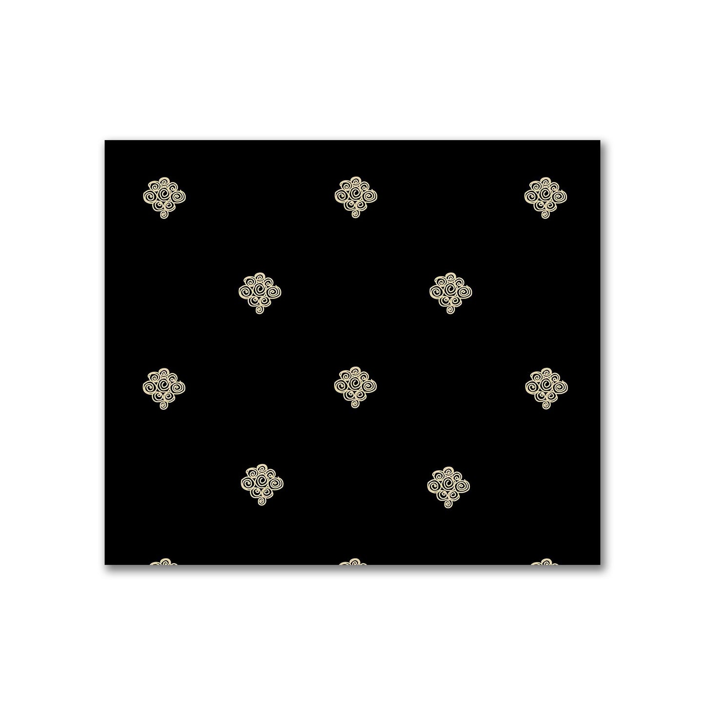 Black Cotton Sateen Fabric with Tan Hand-painted Swizzle Motif Print | FACS-1014-172