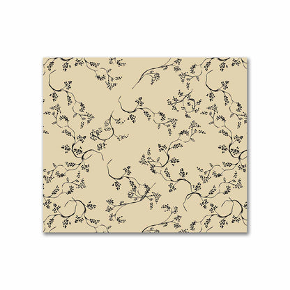 Tan Cotton Sateen Fabric with Black Hand-painted Vine Print | FACS-1014-181
