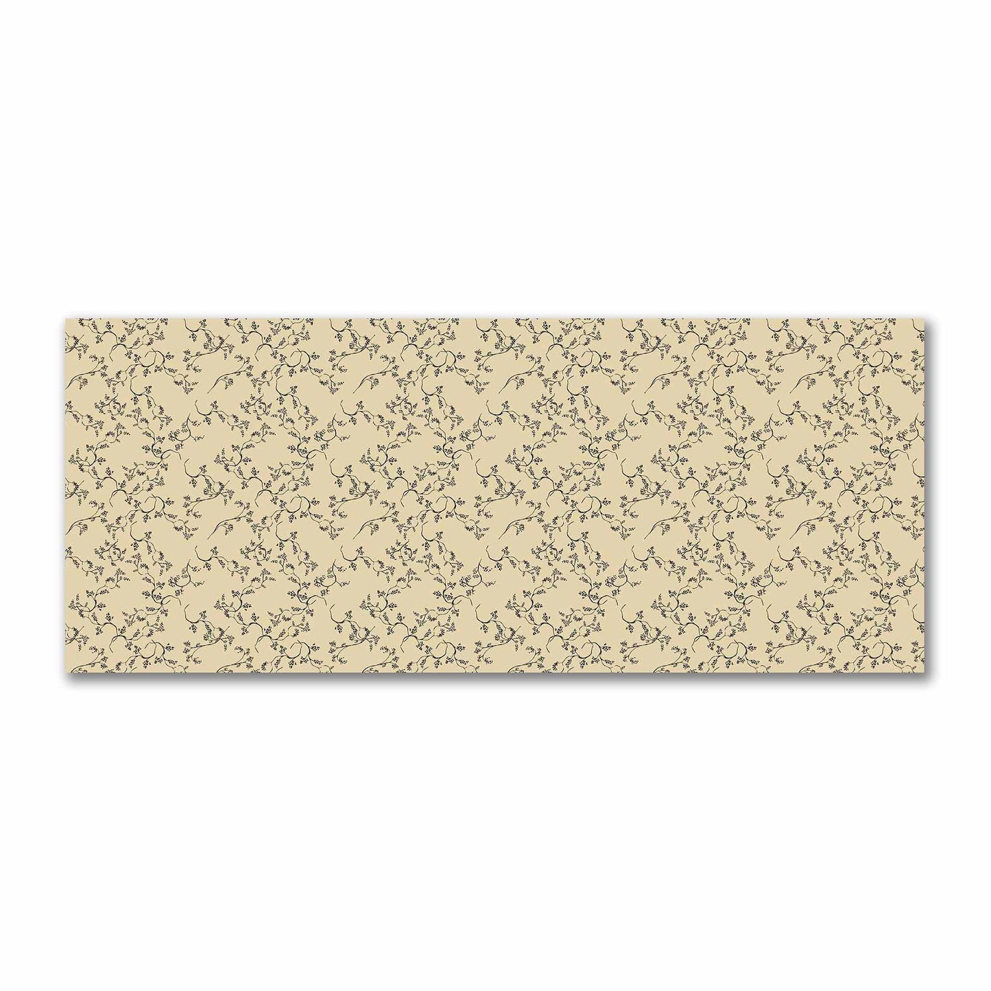 Tan Cotton Sateen Fabric with Black Hand-painted Vine Print | FACS-1014-181