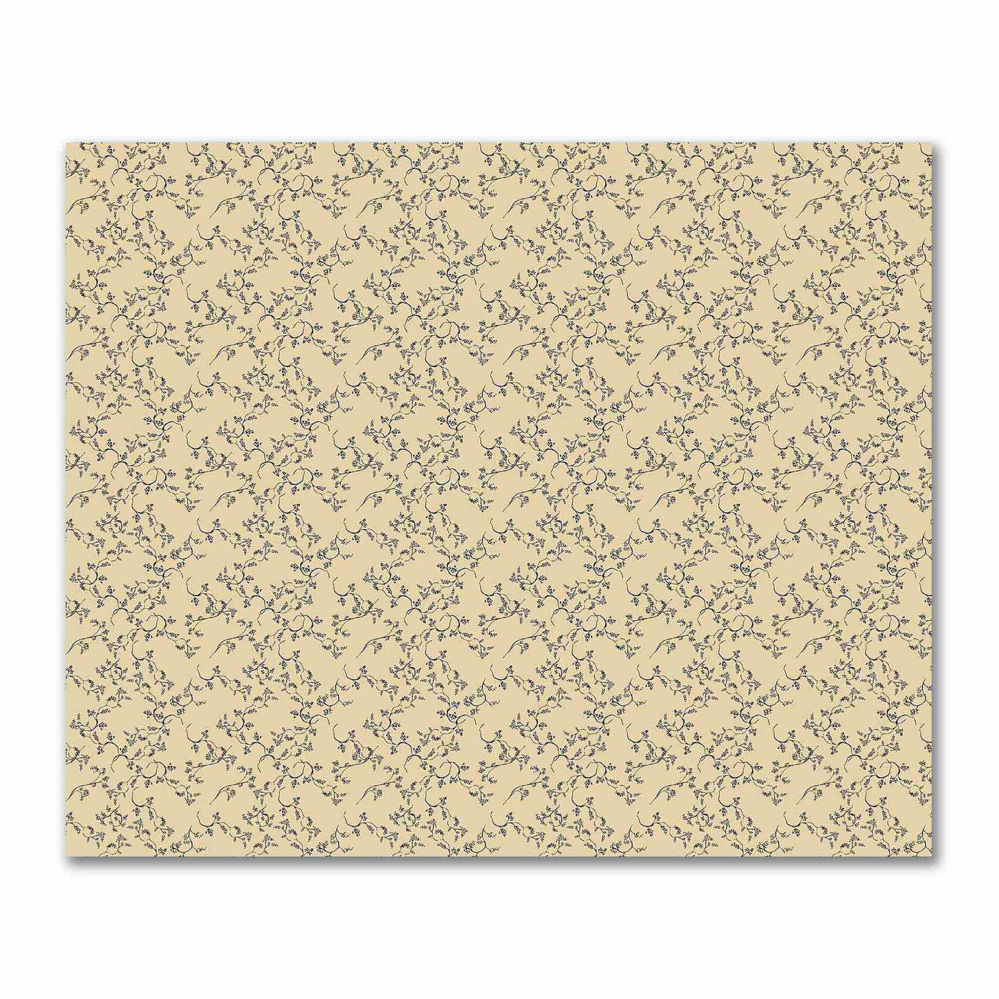 Tan Cotton Sateen Fabric with Black Hand-painted Vine Print | FACS-1014-181