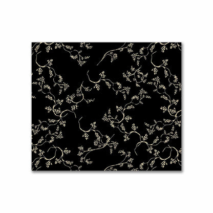 Black Cotton Sateen Fabric with Tan Vine Print  | FACS-1014-182