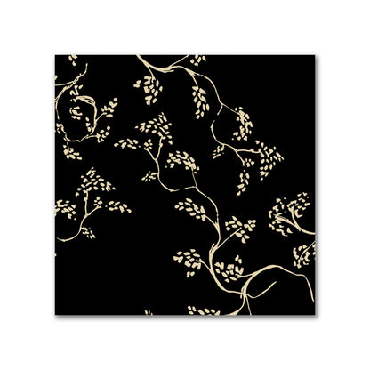 Black Cotton Sateen Fabric with Tan Vine Print  | FACS-1014-182