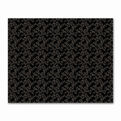 Black Cotton Sateen Fabric with Tan Vine Print  | FACS-1014-182