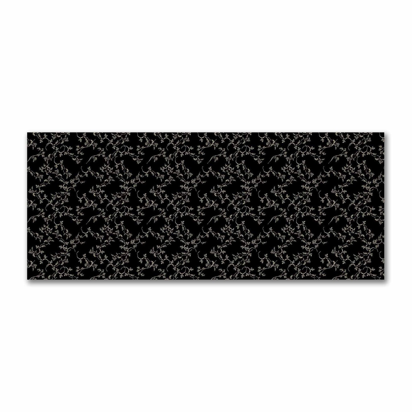 Black Cotton Sateen Fabric with Tan Vine Print  | FACS-1014-182