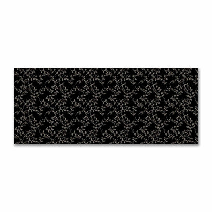 Black Cotton Sateen Fabric with Tan Vine Print  | FACS-1014-182