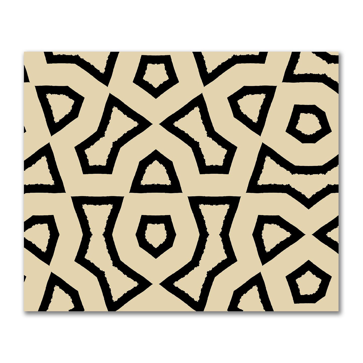 Tan Cotton Sateen Fabric with Bold Black Graphic  | FACS-1014-391