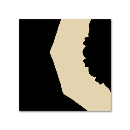 Black Cotton Sateen Fabric with Bold Tan Graphic  | FACS-1014-392