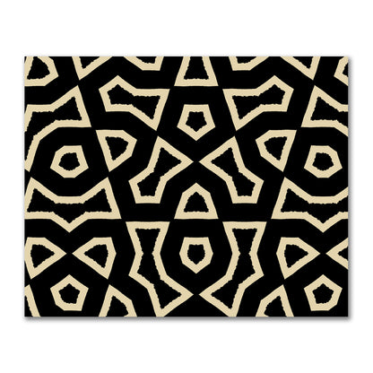 Black Cotton Sateen Fabric with Bold Tan Graphic  | FACS-1014-392