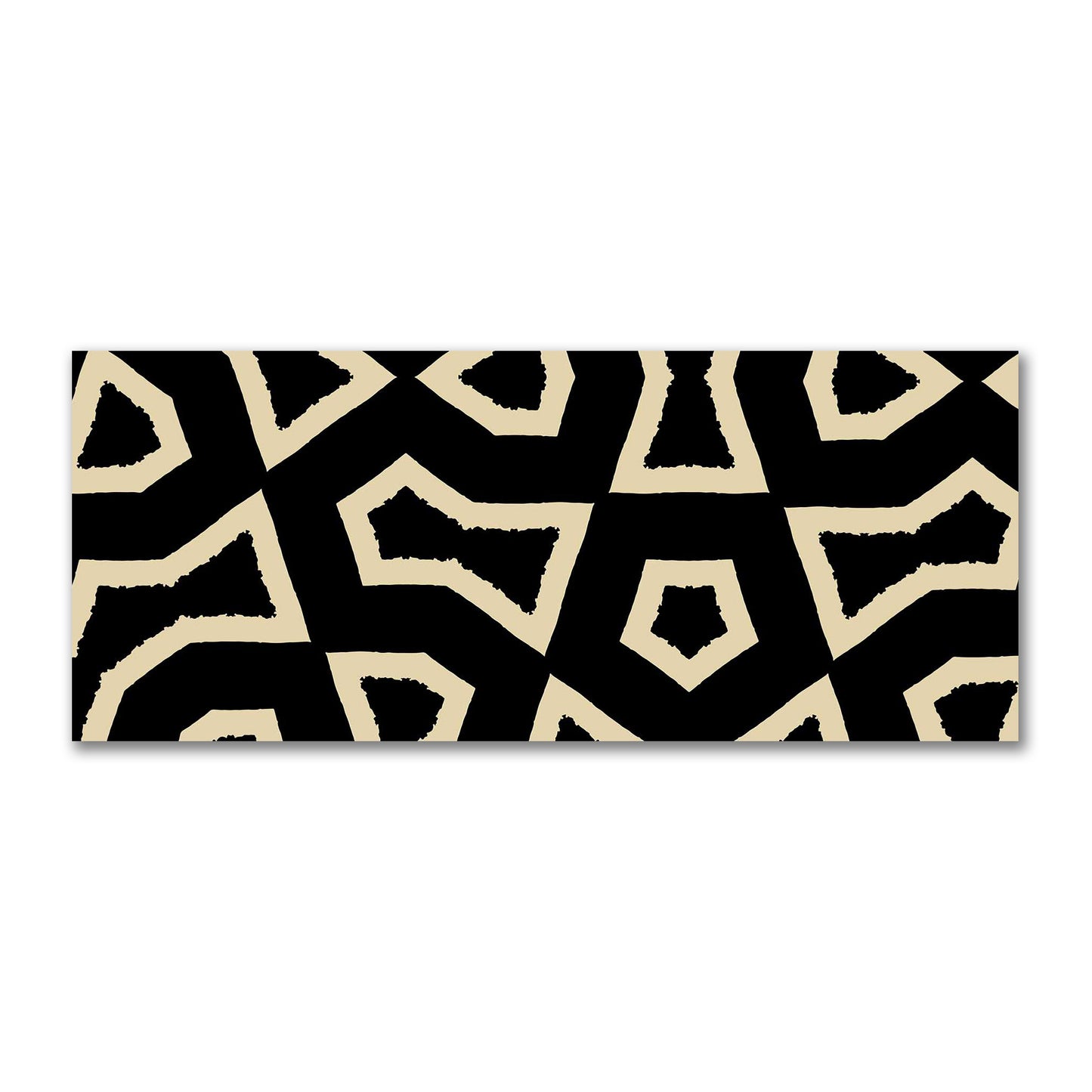 Black Cotton Sateen Fabric with Bold Tan Graphic  | FACS-1014-392