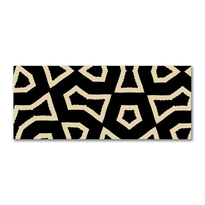 Black Cotton Sateen Fabric with Bold Tan Graphic  | FACS-1014-392