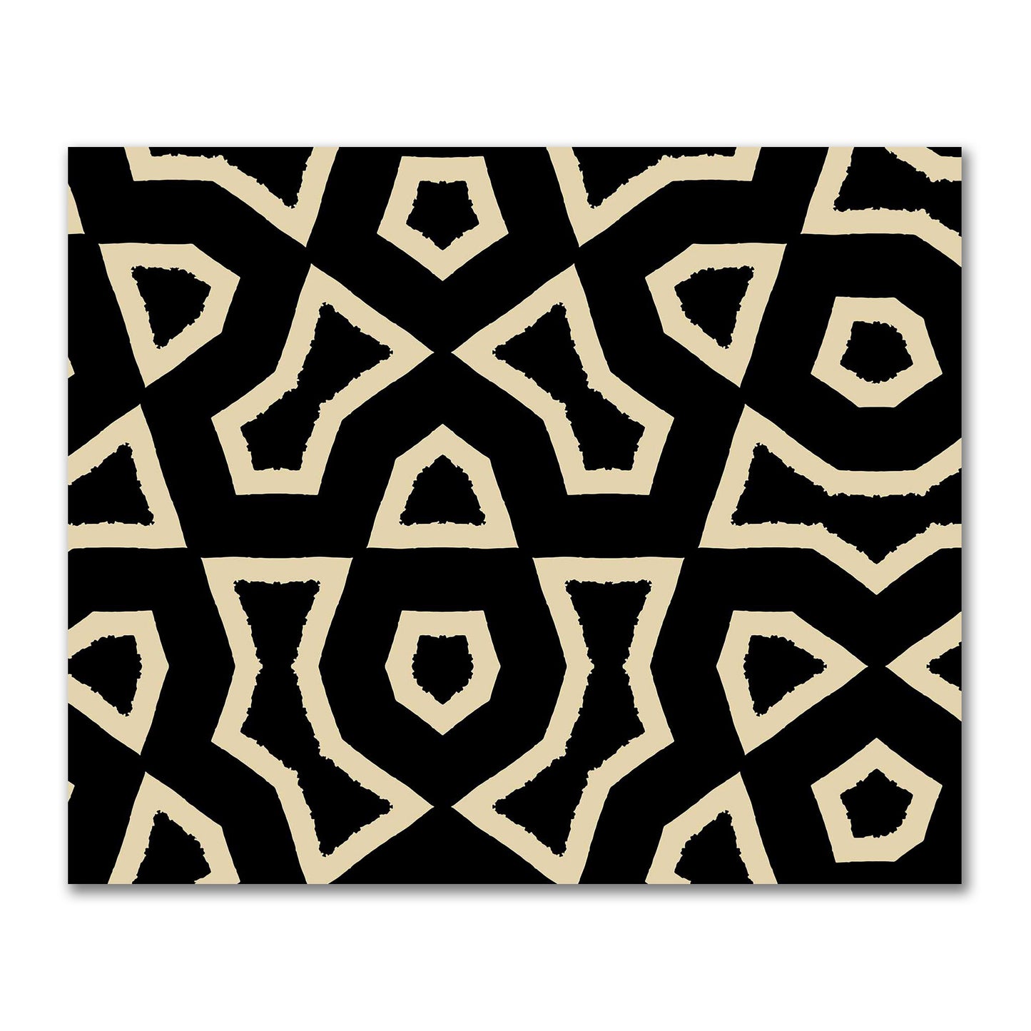 Black Cotton Sateen Fabric with Bold Tan Graphic  | FACS-1014-392