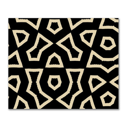 Black Cotton Sateen Fabric with Bold Tan Graphic  | FACS-1014-392