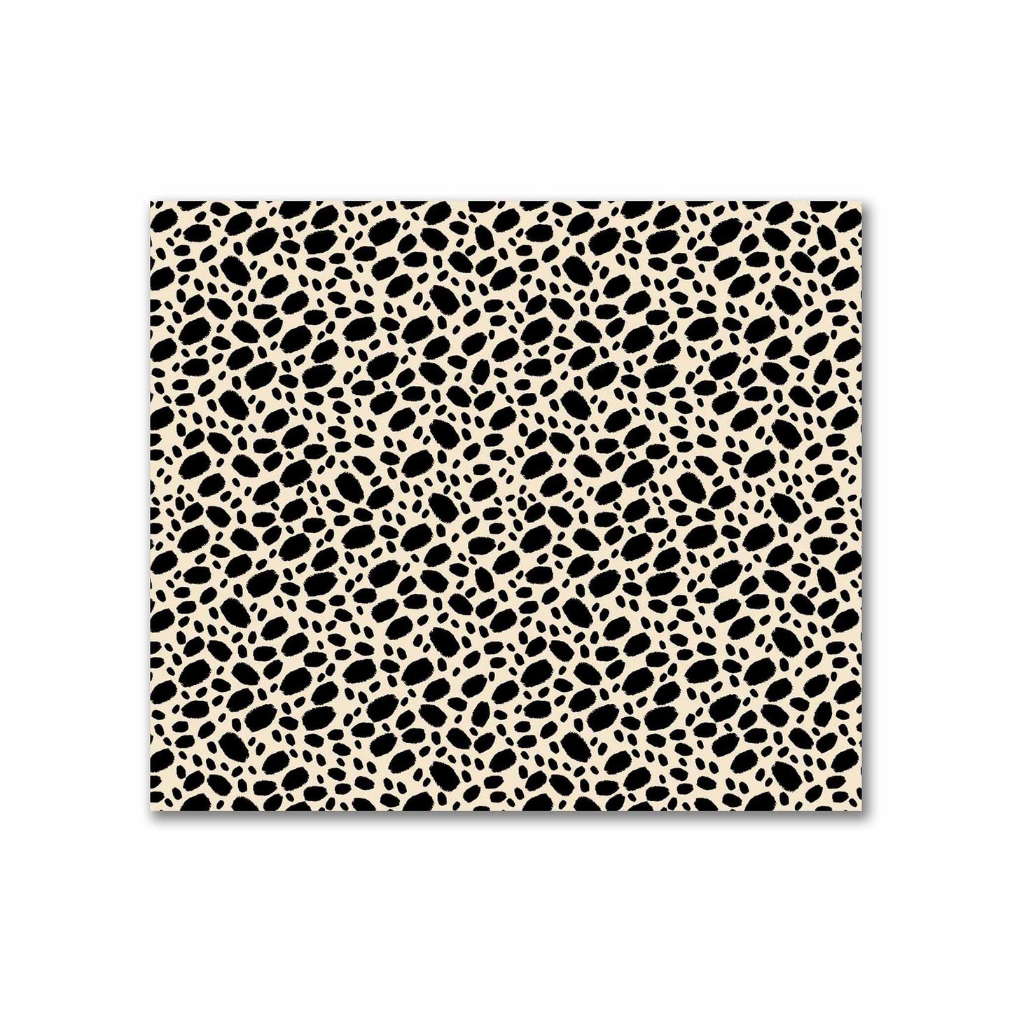 Beige Cotton Sateen Fabric with Black Hand-painted Dab Motif Print | FACS-1015-092