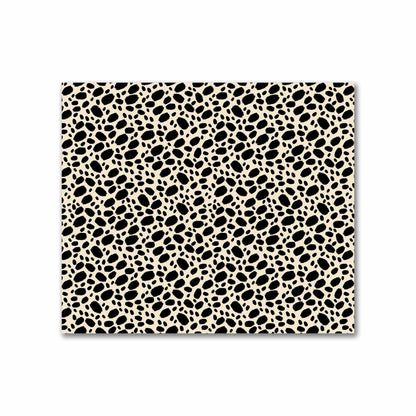 Beige Cotton Sateen Fabric with Black Hand-painted Dab Motif Print | FACS-1015-092