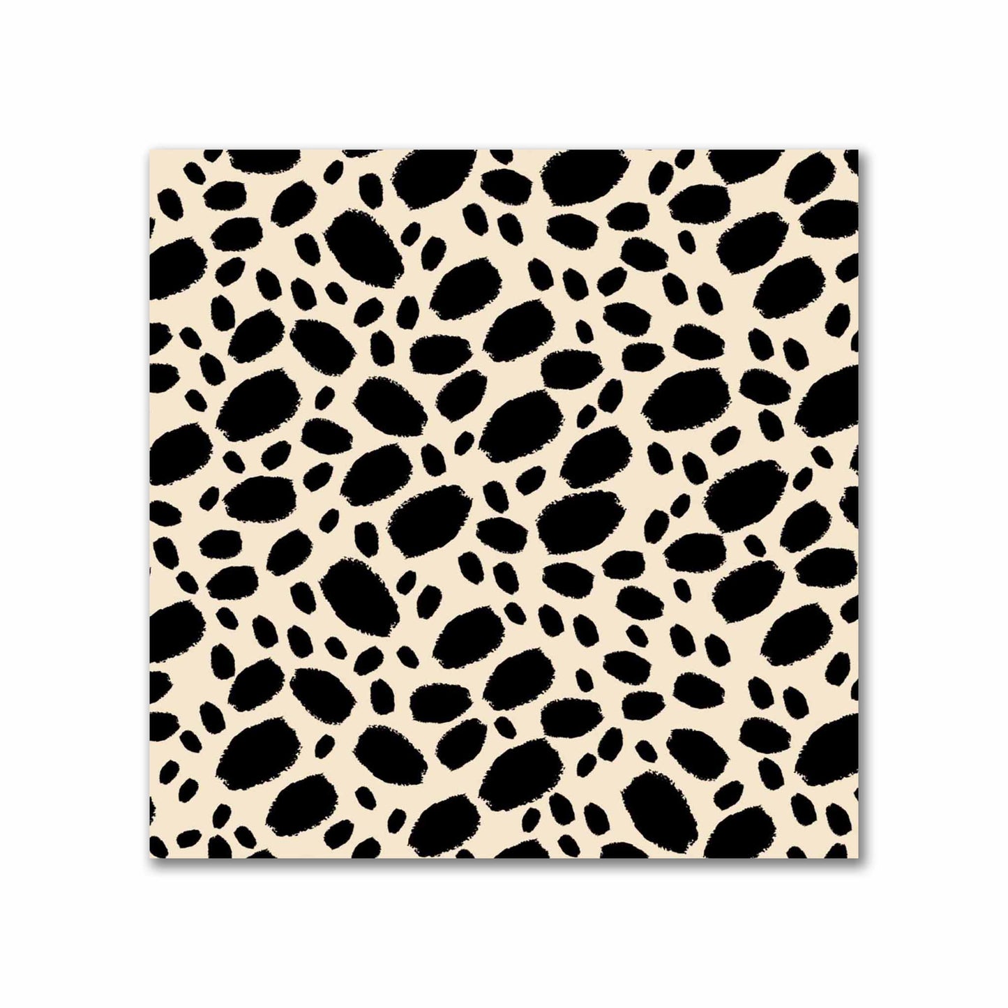 Beige Cotton Sateen Fabric with Black Hand-painted Dab Motif Print | FACS-1015-092