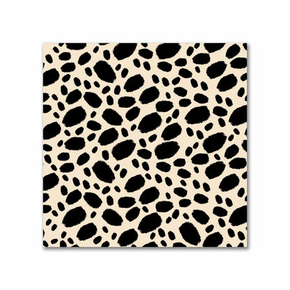 Beige Cotton Sateen Fabric with Black Hand-painted Dab Motif Print | FACS-1015-092