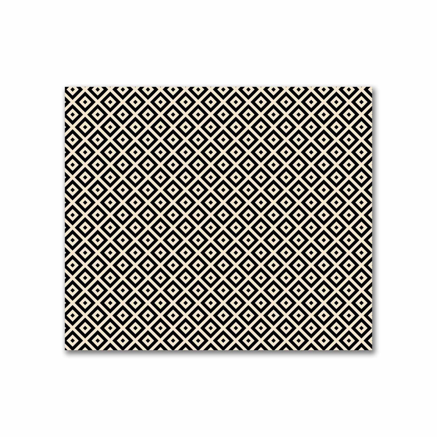 Beige Cotton Sateen Fabric with Black Repeating Square Motif Print | FACS-1015-122