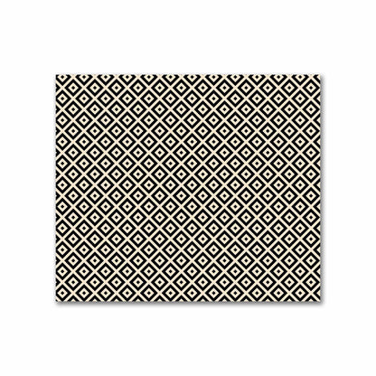 Beige Cotton Sateen Fabric with Black Repeating Square Motif Print | FACS-1015-122